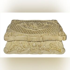 Vintage Alabaster Floral Jewelry Box